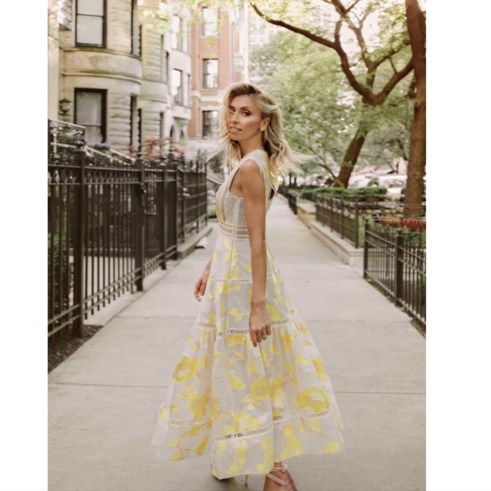 Rebecca Taylor Yellow Floral Maxi Dress